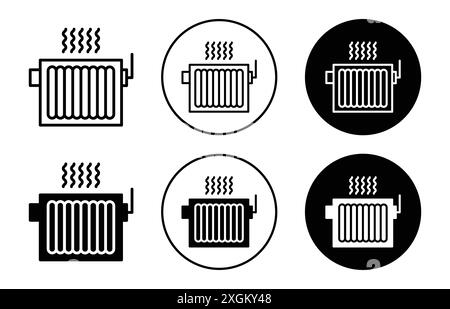 Simbolo del logo del radiatore, contorno vettoriale in bianco e nero Illustrazione Vettoriale