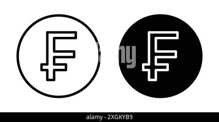 Icona del franco svizzero simbolo del logo contorno vettoriale in bianco e nero Illustrazione Vettoriale