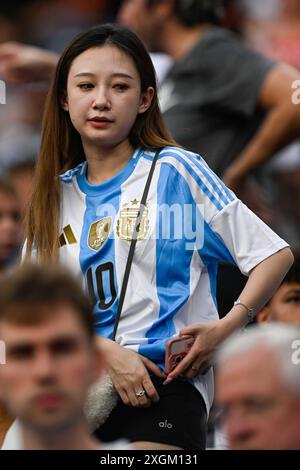 East Rutherford, Stati Uniti. 16 novembre 2022. EAST RUTHERFORD, STATI UNITI - 10 LUGLIO: Tifosi e tifosi argentini durante la partita CONMEBOL Copa America USA 2024 tra Canada e Argentina al MetLife Stadium il 10 luglio 2024 a East Rutherford, Stati Uniti. (Foto di Pablo Morano/Agenzia BSR) credito: Agenzia BSR/Alamy Live News Foto Stock