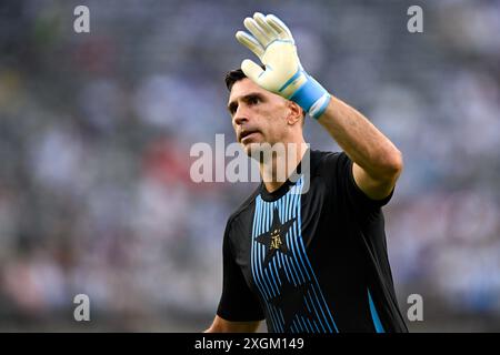 East Rutherford, Stati Uniti. 16 novembre 2022. EAST RUTHERFORD, STATI UNITI - 10 LUGLIO: Emiliano Martinez dell'Argentina durante la partita CONMEBOL Copa America USA 2024 tra Canada e Argentina al MetLife Stadium il 10 luglio 2024 a East Rutherford, Stati Uniti. (Foto di Pablo Morano/Agenzia BSR) credito: Agenzia BSR/Alamy Live News Foto Stock