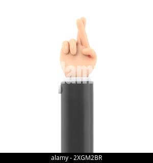 Icona dei gesti dei cartoni animati Mockup.3d movimenti incrociati delle mani. Emoji realistica per gli uomini d'affari con gesti palmari, rendering 3D su sfondo bianco. Foto Stock