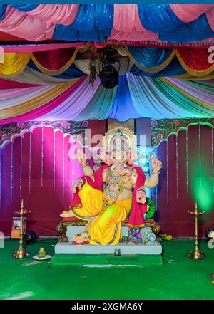 Fotografia di Lord ganapati Idol, Happy Ganesh Chaturthi. Foto Stock