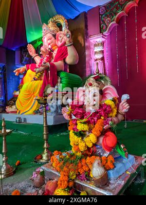 Fotografia di Lord ganapati Idol, Happy Ganesh Chaturthi. Foto Stock