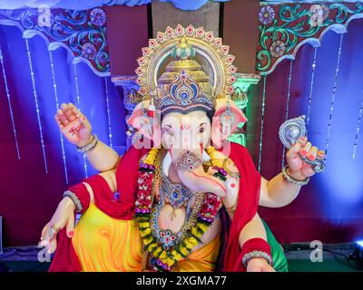 Fotografia di Lord ganapati Idol, Happy Ganesh Chaturthi. Foto Stock