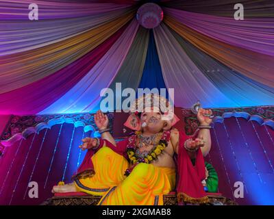 Fotografia di Lord ganapati Idol, Happy Ganesh Chaturthi. Foto Stock