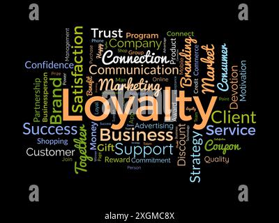 Modello cloud di loyalty. Background vettoriale del concetto di gestione dei progressi. Illustrazione Vettoriale