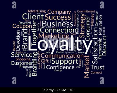 Modello cloud di loyalty. Background vettoriale del concetto di gestione dei progressi. Illustrazione Vettoriale