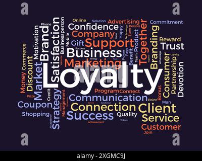 Modello cloud di loyalty. Background vettoriale del concetto di gestione dei progressi. Illustrazione Vettoriale