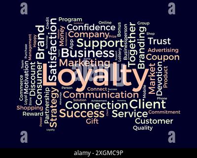 Modello cloud di loyalty. Background vettoriale del concetto di gestione dei progressi. Illustrazione Vettoriale