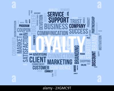 Modello cloud di loyalty. Background vettoriale del concetto di gestione dei progressi. Illustrazione Vettoriale