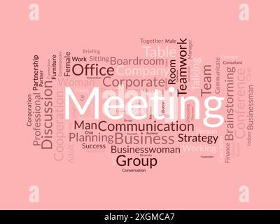 Modello wordcloud per riunioni. Background vettoriale del concetto aziendale. Illustrazione Vettoriale