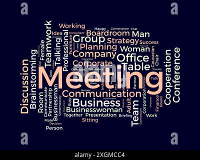 Modello wordcloud per riunioni. Background vettoriale del concetto aziendale. Illustrazione Vettoriale