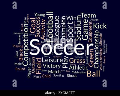 Modello wordcloud calcio. Sfondo vettoriale Sport Concept. Illustrazione Vettoriale