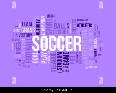 Modello wordcloud calcio. Sfondo vettoriale Sport Concept. Illustrazione Vettoriale