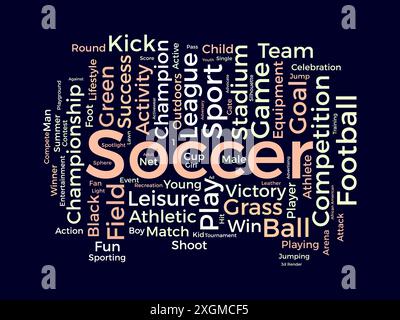 Modello wordcloud calcio. Sfondo vettoriale Sport Concept. Illustrazione Vettoriale