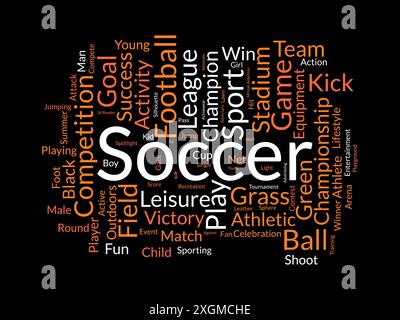 Modello wordcloud calcio. Sfondo vettoriale Sport Concept. Illustrazione Vettoriale