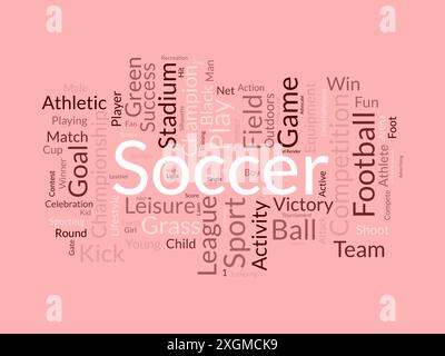 Modello wordcloud calcio. Sfondo vettoriale Sport Concept. Illustrazione Vettoriale