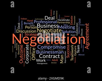 Negoziazione del modello cloud di parole. Background vettoriale del concetto di business e comunicazione. Illustrazione Vettoriale