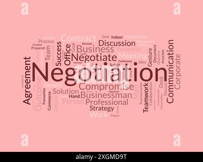 Negoziazione del modello cloud di parole. Background vettoriale del concetto di business e comunicazione. Illustrazione Vettoriale