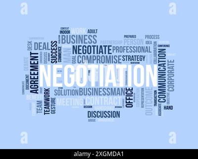 Negoziazione del modello cloud di parole. Background vettoriale del concetto di business e comunicazione. Illustrazione Vettoriale