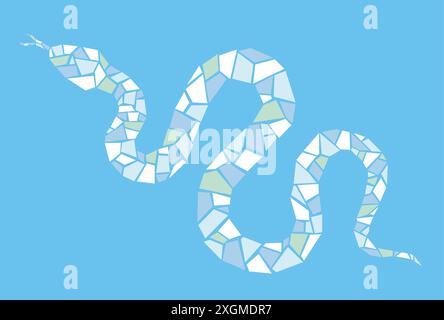 Illustrazione del serpente del mosaico vettoriale isolata su sfondo blu. L'anno del serpente simbolo zodiacale cinese. Illustrazione Vettoriale