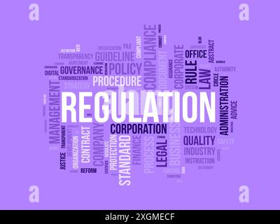 Modello wordcloud regolamentare. Background vettoriale del concetto aziendale. Illustrazione Vettoriale