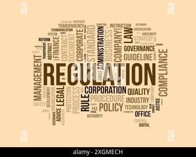 Modello wordcloud regolamentare. Background vettoriale del concetto aziendale. Illustrazione Vettoriale