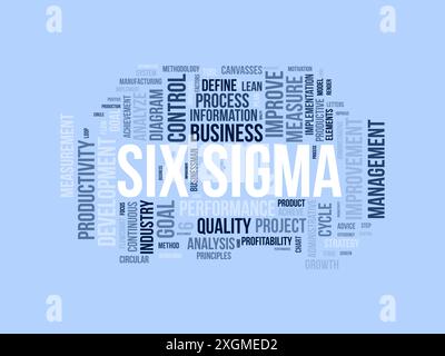 Modello cloud di parole Six Sigma. Background vettoriale del concetto aziendale. Illustrazione Vettoriale