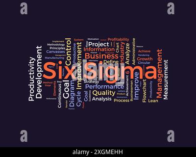 Modello cloud di parole Six Sigma. Background vettoriale del concetto aziendale. Illustrazione Vettoriale