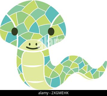 Year of the Snake Vector cute Mascot isolata su sfondo bianco. Illustrazione Vettoriale