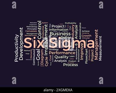 Modello cloud di parole Six Sigma. Background vettoriale del concetto aziendale. Illustrazione Vettoriale