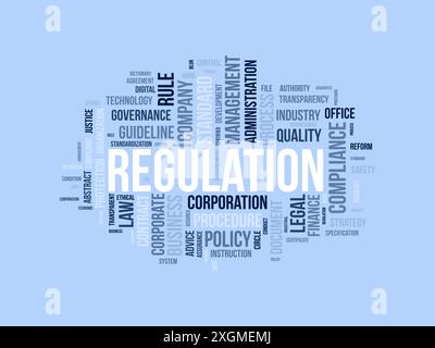 Modello wordcloud regolamentare. Background vettoriale del concetto aziendale. Illustrazione Vettoriale