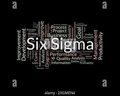 Modello cloud di parole Six Sigma. Background vettoriale del concetto aziendale. Illustrazione Vettoriale