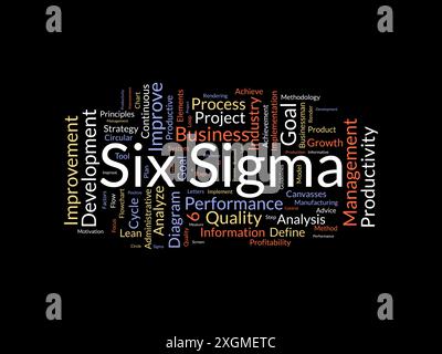 Modello cloud di parole Six Sigma. Background vettoriale del concetto aziendale. Illustrazione Vettoriale