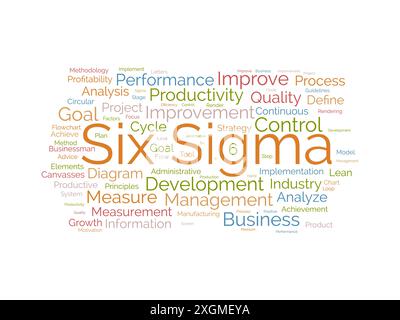 Modello cloud di parole Six Sigma. Background vettoriale del concetto aziendale. Illustrazione Vettoriale