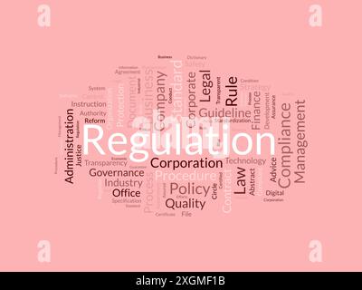 Modello wordcloud regolamentare. Background vettoriale del concetto aziendale. Illustrazione Vettoriale