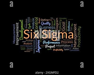 Modello cloud di parole Six Sigma. Background vettoriale del concetto aziendale. Illustrazione Vettoriale