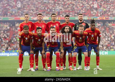 Monaco, Germania. 9 luglio 2024. Squadra spagnola vista durante la partita UEFA EURO 2024 tra Spagna e Francia all'Allianz Arena di Monaco. Punteggio finale: Tempo pieno, Spagna 2:1 Francia credito: SOPA Images Limited/Alamy Live News Foto Stock