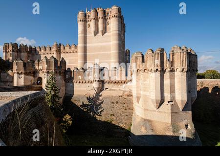 Castello di Coca, XV secolo, Gothic-Mudejar, Coca, provincia di Segovia, Spagna Foto Stock
