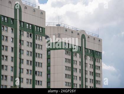 Una vista della tenuta residenziale di Lancashire Hill a Stockport, Greater Manchester. Foto Stock