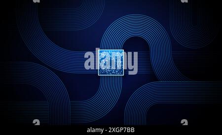 Background per l'innovazione tecnologica. Processore CPU e schema del cavo piatto Illustrazione Vettoriale