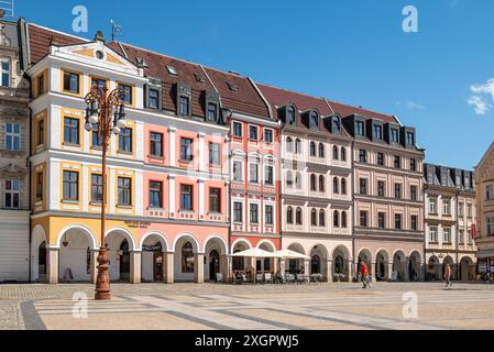 La città vecchia di piazza Edvard Benes nel centro storico di Liberec, Repubblica Ceca, il 6 luglio 2024 Foto Stock