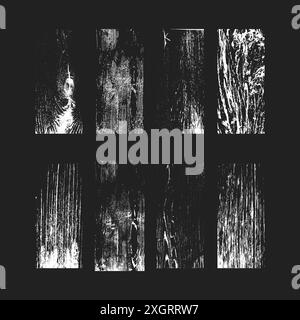 Texture legno crepato vecchio, texture grunge con rivestimento grezzo in legno, collezione Vector Old Board Filters Illustrazione Vettoriale