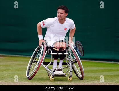 Gordon Reid il 10° giorno dei Campionati di Wimbledon 2024 all'All England Lawn Tennis and Croquet Club di Londra. Data foto: Mercoledì 10 luglio 2024. Foto Stock