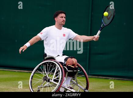 Gordon Reid il 10° giorno dei Campionati di Wimbledon 2024 all'All England Lawn Tennis and Croquet Club di Londra. Data foto: Mercoledì 10 luglio 2024. Foto Stock