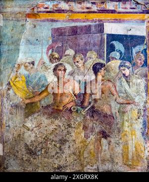 Achille cede Briseis ad Agamennone, dalla Casa del tragico poeta di Pompei, affresco, i secolo d.C. (Museo Archeologico Nazionale di Napoli) Foto Stock