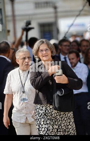 Parigi, Francia. 7 febbraio 2021. Il neoeletto deputato francese Dominique Voynet arriva all'Assemblea nazionale francese a Parigi il 9 luglio 2024, dopo il secondo turno delle elezioni legislative francesi. Foto di Karim Ait Adjedjou/ABACAPRESS. COM credito: Abaca Press/Alamy Live News Foto Stock