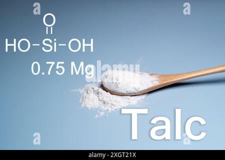 La polvere di talco è la forma raffinata e polverosa del minerale più morbido della terra: Il talco. Foto Stock