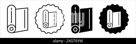 Profilo vettoriale del logo dell'icona del rotolo di pellicola da costruzione in bianco e nero Illustrazione Vettoriale