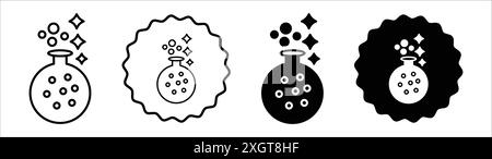 Icona della pozione magica con il logo che indica il contorno vettoriale in bianco e nero Illustrazione Vettoriale